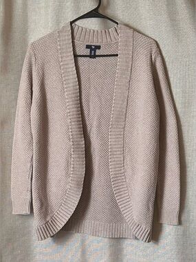 GAP•open front knit cardigan•women’s medium•100% cotton•neutral cream/beige